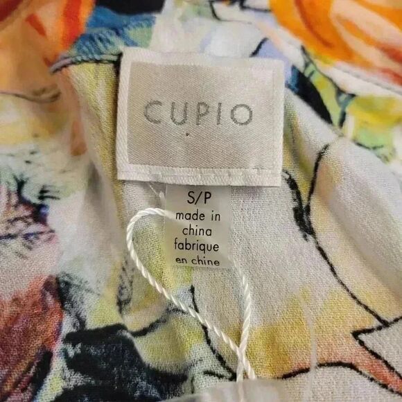 Cupio Women's Black, White & Bright Multicolor Viscose Floral Button Down Shirt - Picture 12 of 12